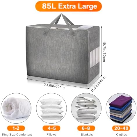 3 Pack 85L Comforter Storage Bags, Extra Large Bedding Storage Bags - Image 2