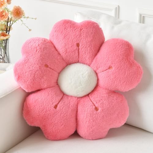 Flower Pillow, Cute Daisy Decorative Throw Pillows, Hot Pink, 15 Inches by Ddliury