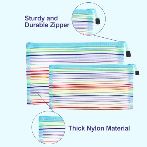 Mesh Bags with Zipper, Nylon Makeup Bag Cosmetic Pouches Travel Organizer Case - Image 4