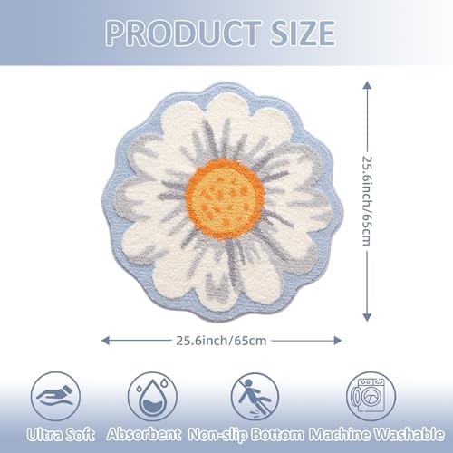 Bathroom Rug Mat, Cute Round Flower Bath Mat - Image 2