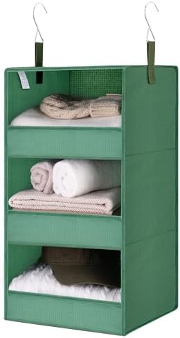 GRANNY SAYS 3-Shelf Hanging Closet Organizer, Foldable Storage, Dark Green by GRANNYSAYS
