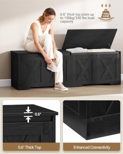 Hzuaneri 59" Rustic Storage Chest and Bench | 70 Gal | 330lb Seat - Image 4
