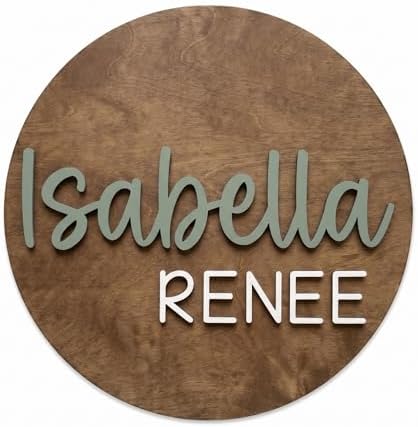 Custom Round Nursery Name Sign, Personalized 3D Baby Name Announcement Sign by Obsidian+Home+Creations