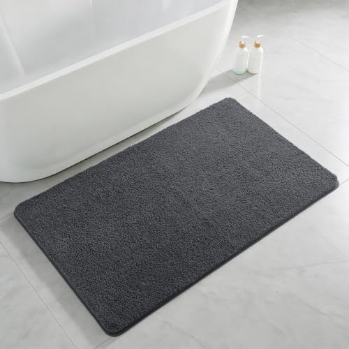 Polyester Bathroom Rug 30"x50" Dark Gray, Large Soft Bath Mat by Kildoss