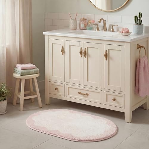 GRANNY SAYS Pink Oval Bathroom Rug, Cute Bath Mat - Image 5