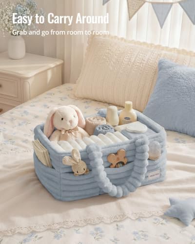 Blissful Diary Flannel Diaper Caddy Organizer & Gift Packaging, Light Blue - Image 5