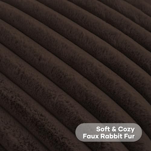 FUTEI Pack of 2 Faux Fur Throw Pillow Covers 22x22 Inch, Dark Coffee - Image 2