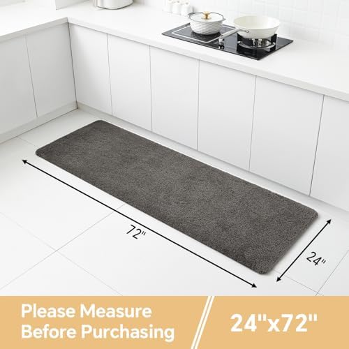 Polyester Bathroom Runner Rug 24"x72" Taupe, Soft Shaggy Bath Mat - Image 2