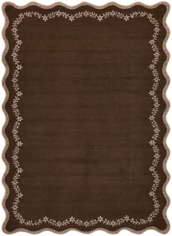 GarveeHome 4x6 Scalloped Washable Area Rug Brown Nursery Kids Bedroom Rug by GarveeHome