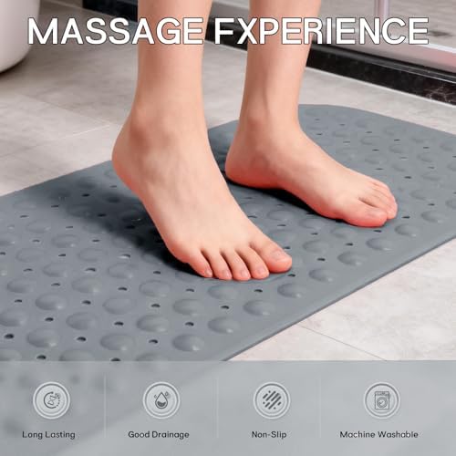 Anti-Slip Bathtub Shower Mat 40×16 Inch Opaque Gray - Image 5