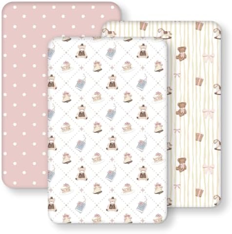 Baby Bedside Bassinet Sheets Fitted, 33”x20” Compatible by FIEMOL
