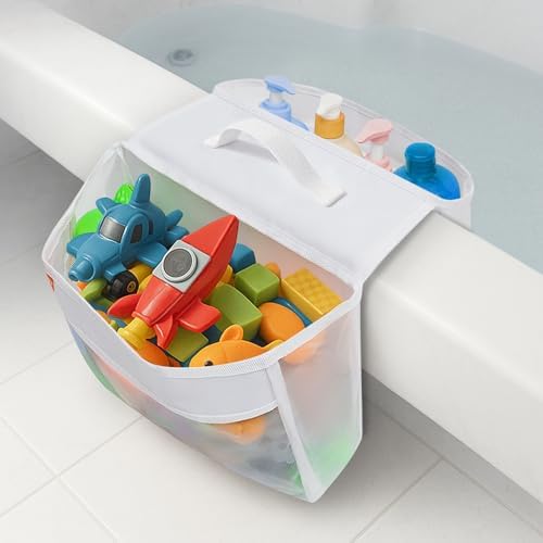 Bath Toy Organizer with 2 Large Pockets, Mesh Bathtub Toy Holder by HooBribeau