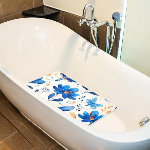 Bathtub Mat Non Slip 26.8x15.1In, DragonfliesFlowers Bath Mat - Image 4