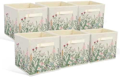 6 Pcs Wild Floral Cube Storage Bins 12.5 Inch Flower Storage Basket - Image 7