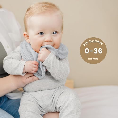 Konssy 8-Pack Muslin Baby Bibs, Adjustable Fit - Image 5