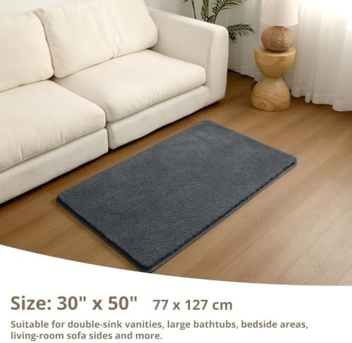 Polyester Bathroom Rug 30"x50" Dark Gray, Large Soft Bath Mat - Image 2