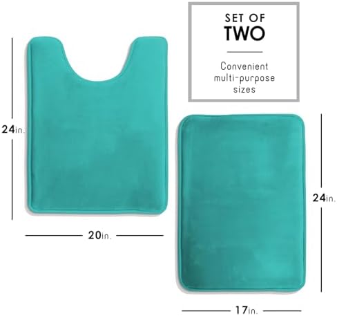 Clara Clark 2 Piece Bathroom Rugs, Velvet Memory Foam Bath Mat Set, Non-Slip - Image 2