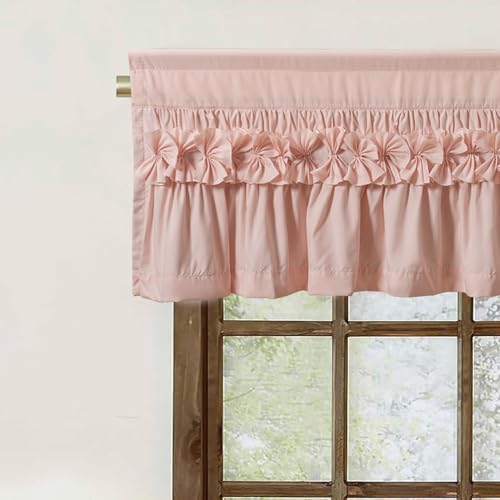HIG 2 Pack Peach Ruffle Handcrafted Window Valances - Image 3