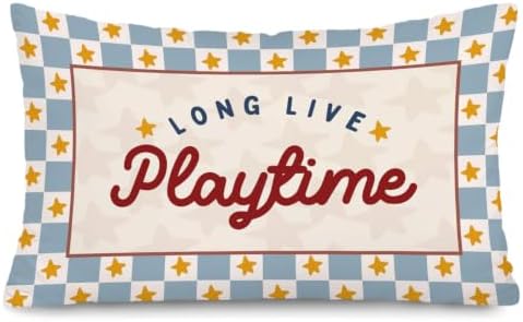Playroom Decor Long Live Playtime 12x20 Pillow Cover, Playtime Checkered by Unknown