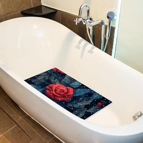 Bathtub Mat Non Slip 26.8x15.1In, Roses Leaf Bath Mat - Image 5