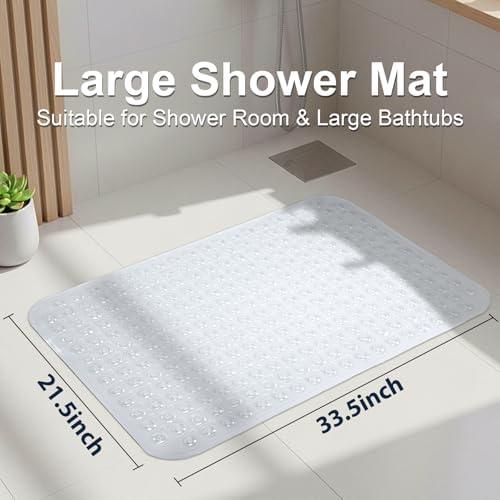 Large Shower Mat Bathtub Mat Bath Mat Non Slip Clear 21.5"x33.5" - Image 2