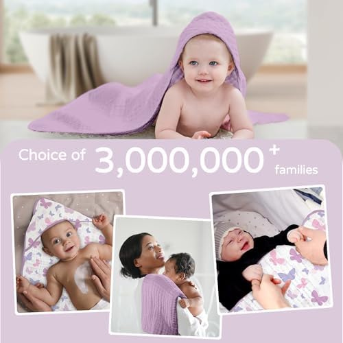 Yoofoss Hooded Baby Bath Towels 2 Pack 100% Muslin Organic Cotton - Image 6