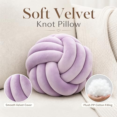 Petrella Purple Knot Pillow Ball, 11 Inch Round Decorative Pillow - Image 2