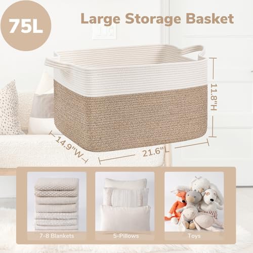 Goodpick Large Woven Rope Blanket Basket - Image 3