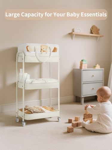 Fortella Baby Diaper Caddy, 3 Tier Rolling Cart - Image 2