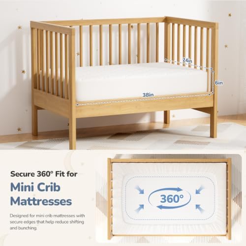 Mini Crib Mattress Protector Sheets 2 Pack, Waterproof Fitted - Image 5
