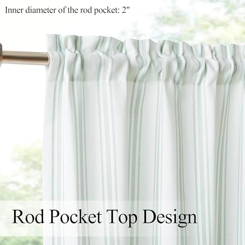 ZJDECOR Cotton Blended Semi Sheer Green Stripe Tiers Cafe Panel - Image 3