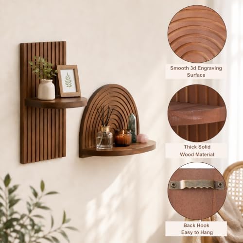 Artilady Boho Shelf Wall Decor, Mid Century Modern Floating Shelves Storage - Image 6