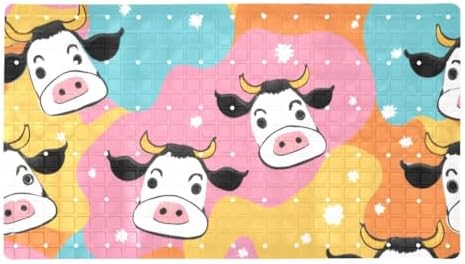 Bathtub Mat Non Slip 26.8x15.1In, Colorful Cow Bath Mat by Anna+Cowper