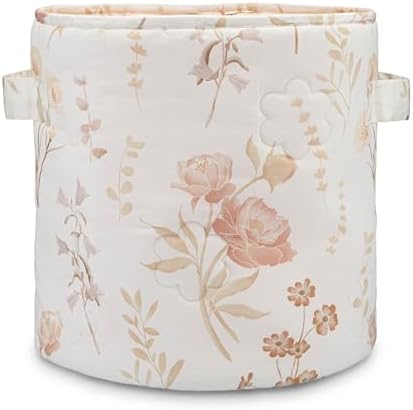 Crane Baby Wildflower Quilted Storage Basket, Cotton Fabric Basket by CraneBaby