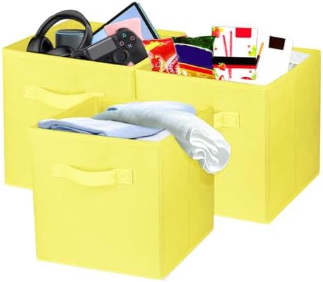 3 Pcs Storage Cubes, 10.5 Inch Collapsible Storage Bins, Fabric Foldable Bins by Zuihug