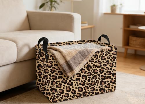Essme Rectangular Leopard Print Baskets, Cute Basket - Image 5