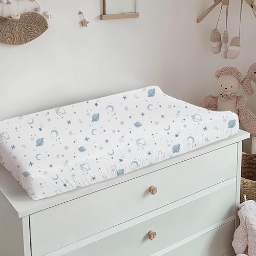 Konssy 100% Cotton Muslin Changing Pad Cover 2 Pack - Image 5