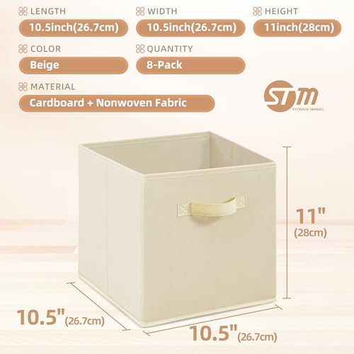 STORAGE MANIAC Storage Cubes, 11 Inch 8 Pack Collapsible Fabric Shelf Bins - Image 5