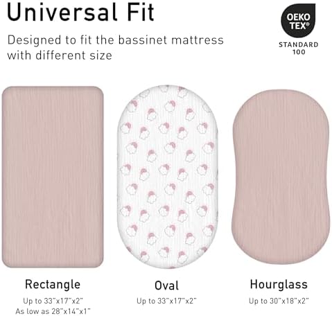 Muslin Bassinet Sheets 2 Pack, Universal Cotton Fitted Baby Mattress Sheet - Image 4