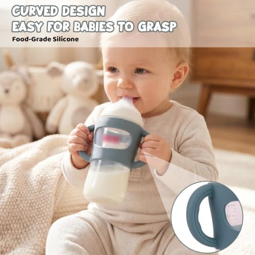 4 Pack Baby Bottle Handles, Silicone Sleeves - Image 2