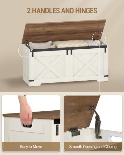Hzuaneri 43" Farmhouse Storage Chest and Bench | 55 Gal | 330lb Seat - Image 4