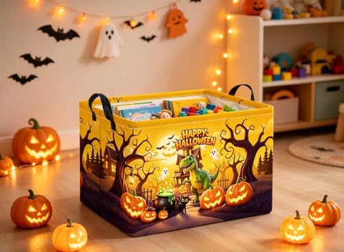 Rectangular Halloween Basket for Boys and Girls Kids Trick or Treat Pumpkin - Image 6