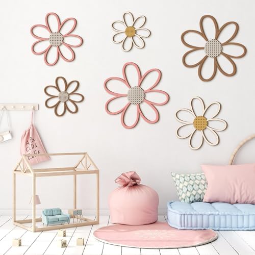 Thyle 6 Pcs Daisy Wall Decor Wooden Flower - Image 5