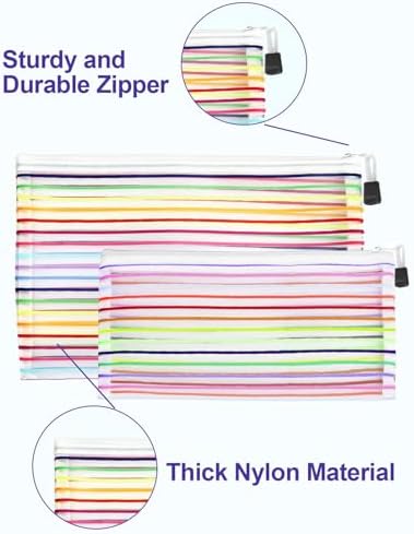 Mesh Bags with Zipper, Nylon Makeup Bag Cosmetic Pouches Travel Organizer Case - Image 4