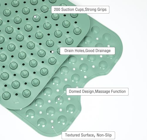 Extra Long Bathtub Mat Non Slip Bath Mat Mars Green 40"x16" Full - Image 4