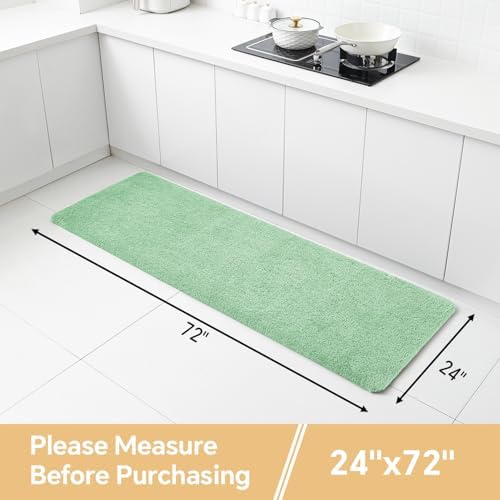 Polyester Bathroom Runner Rug 24"x72" Light Green, Soft Bath Mat - Image 2