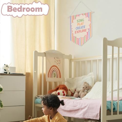 Ghueghe Pastel Boho Playroom Canvas Banner Wall Decor - Image 6