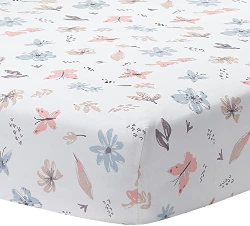Lambs & Ivy Baby Blooms 3-Piece Pink Floral/Butterfly Baby Crib Bedding Set - Image 5