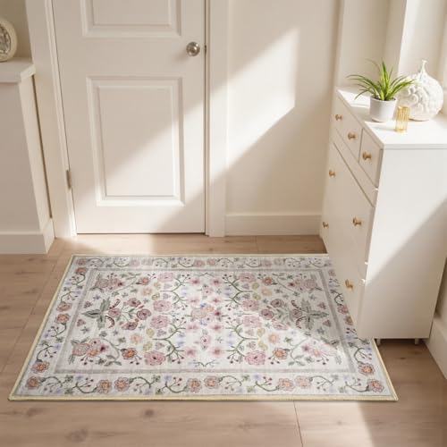 Maxsoft 2x3 Pink Floral Small Door Mat Indoor Entrance Modern - Image 4