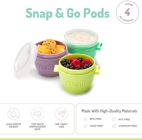 melii Snap & Go Baby Food Storage Containers | 4 Pack 4 oz, Stackable Snack - Image 2